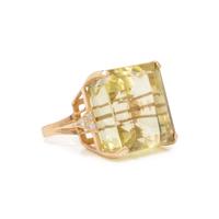 CITRINE AND YELLOW GOLD PENDANT AND RING