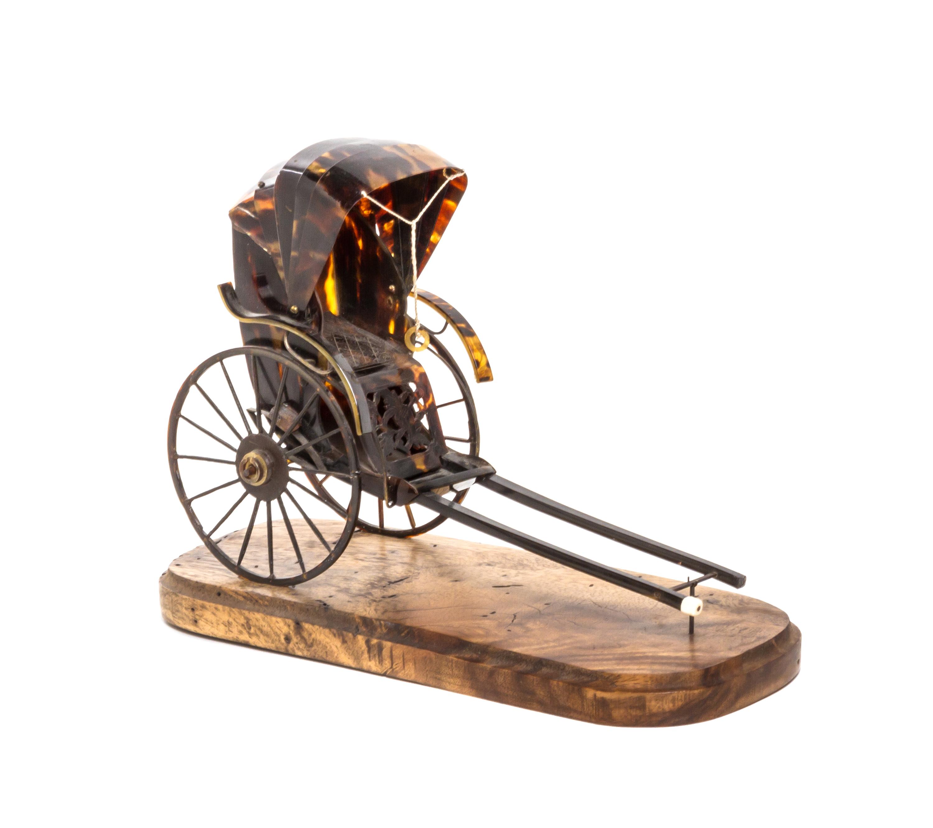 A Chinese Export Tortoise Shell Model of a Carriage, Width at widest 9 7/8 inches.