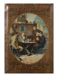 A J.G. Schemm Brewing Company Tin Lithograph Advertising Sign