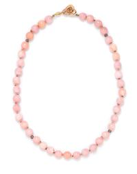 An 18 Karat Rose Gold, Colored Diamond and Pink Hardstone Bead Necklace, Eve Alfille, 32.40 dwts.