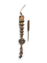 Mescalero Apache Beaded Hide Awl Case, and Awl