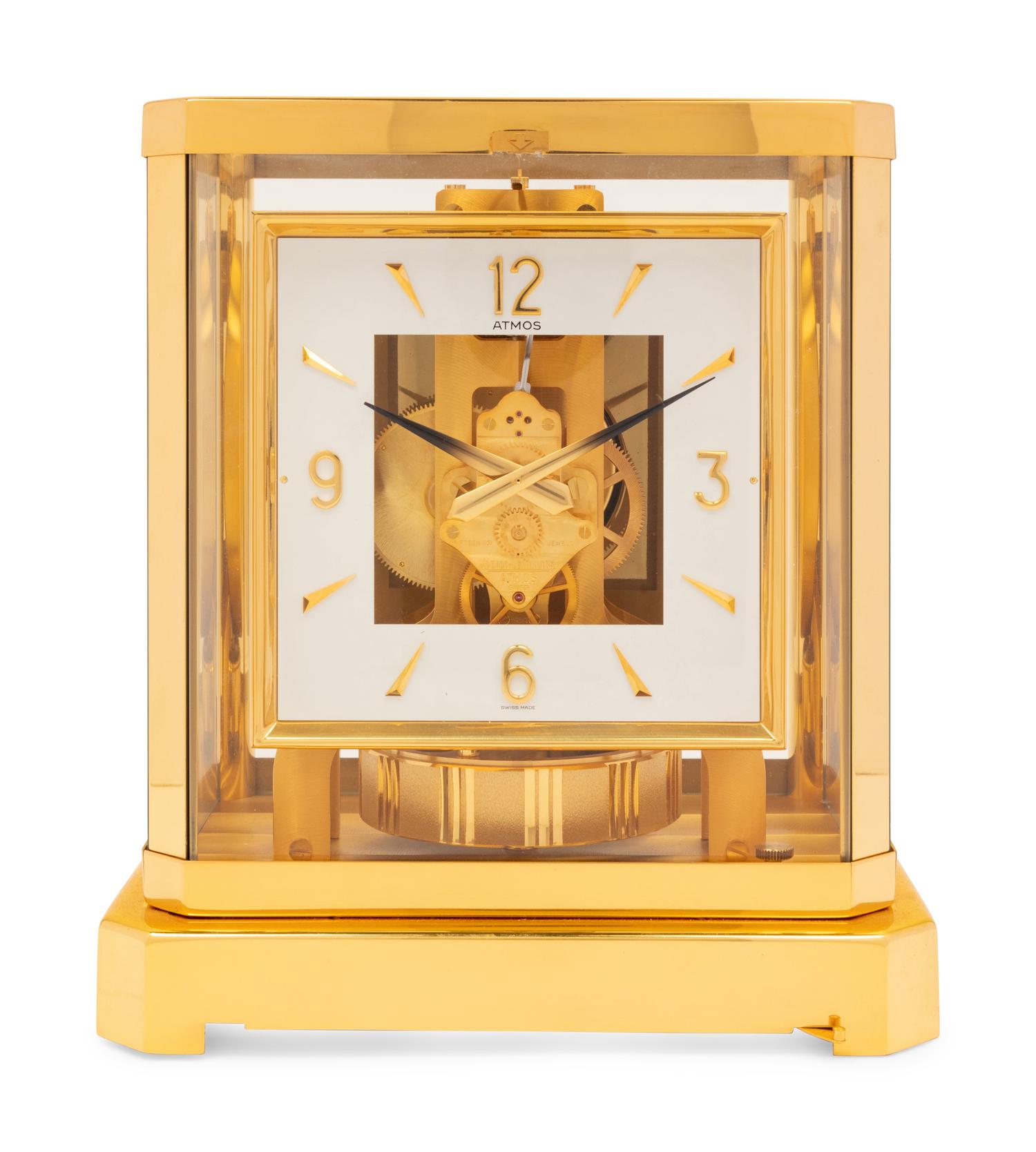 A Jaeger LeCoultre Brass and Glass Atmos Clock