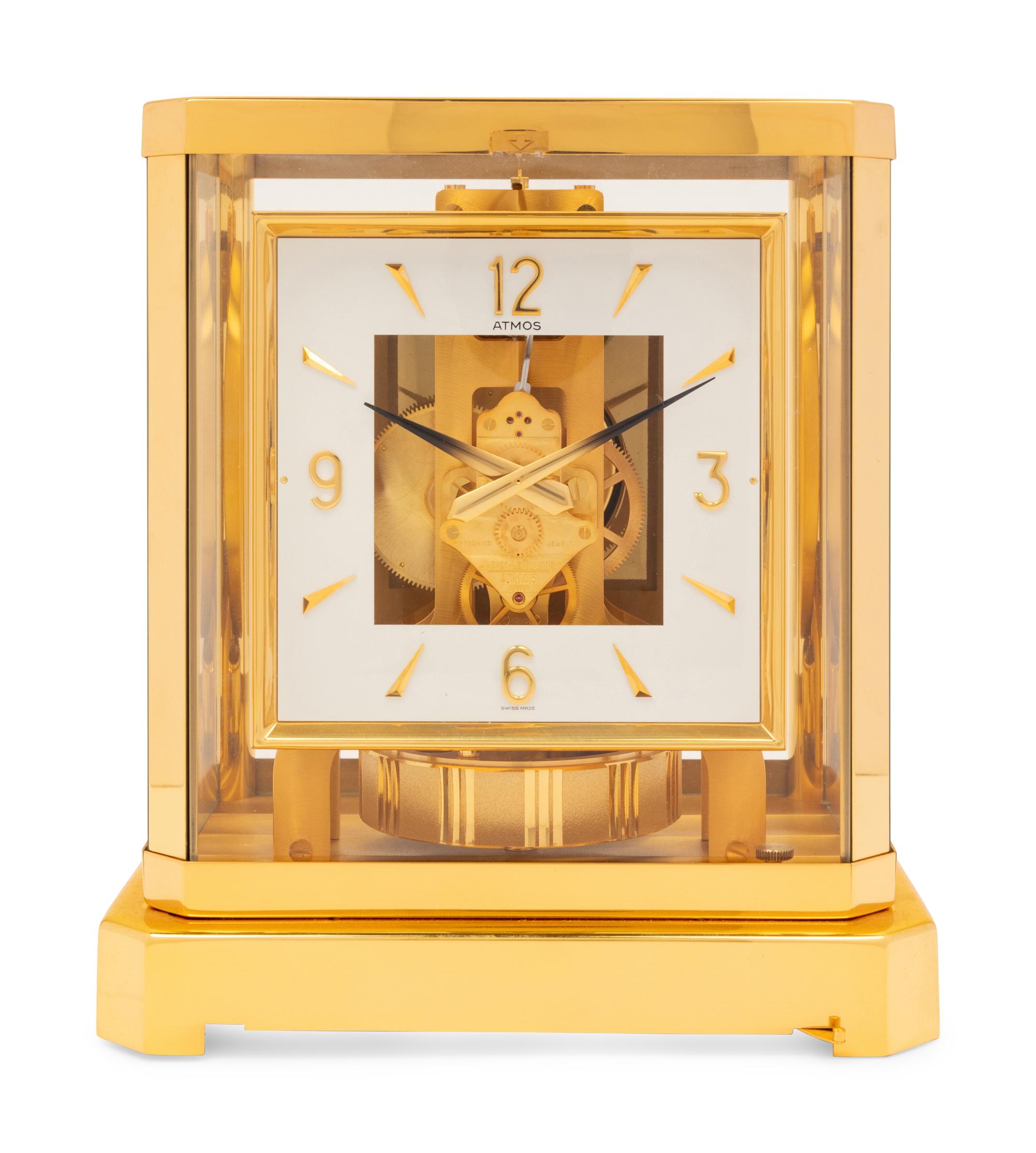 A Jaeger LeCoultre Brass and Glass Atmos Clock
