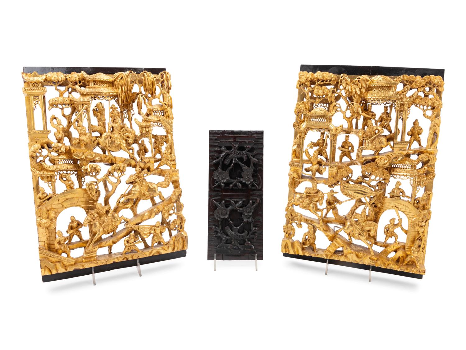 Three Chinese Wood Panels