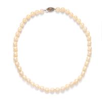 A 14 Karat White Gold and Cultured Pearl Strand Necklace,