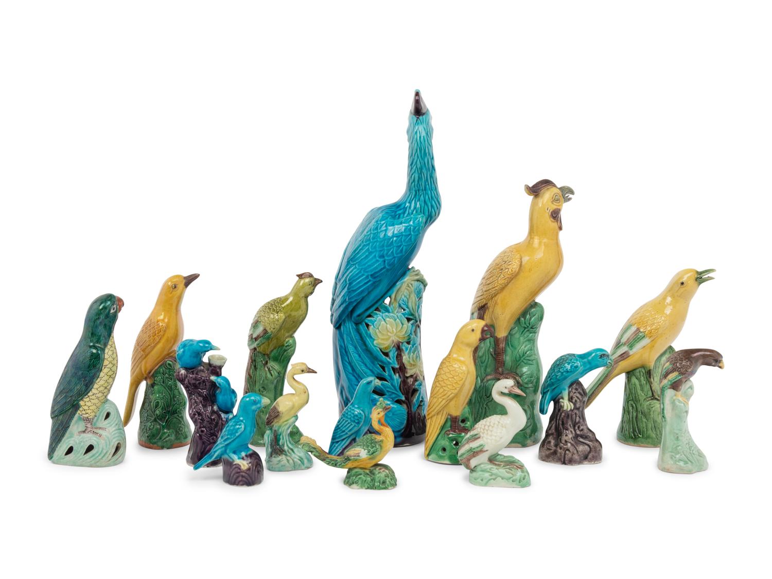 15 Chinese Porcelain Figures of Birds