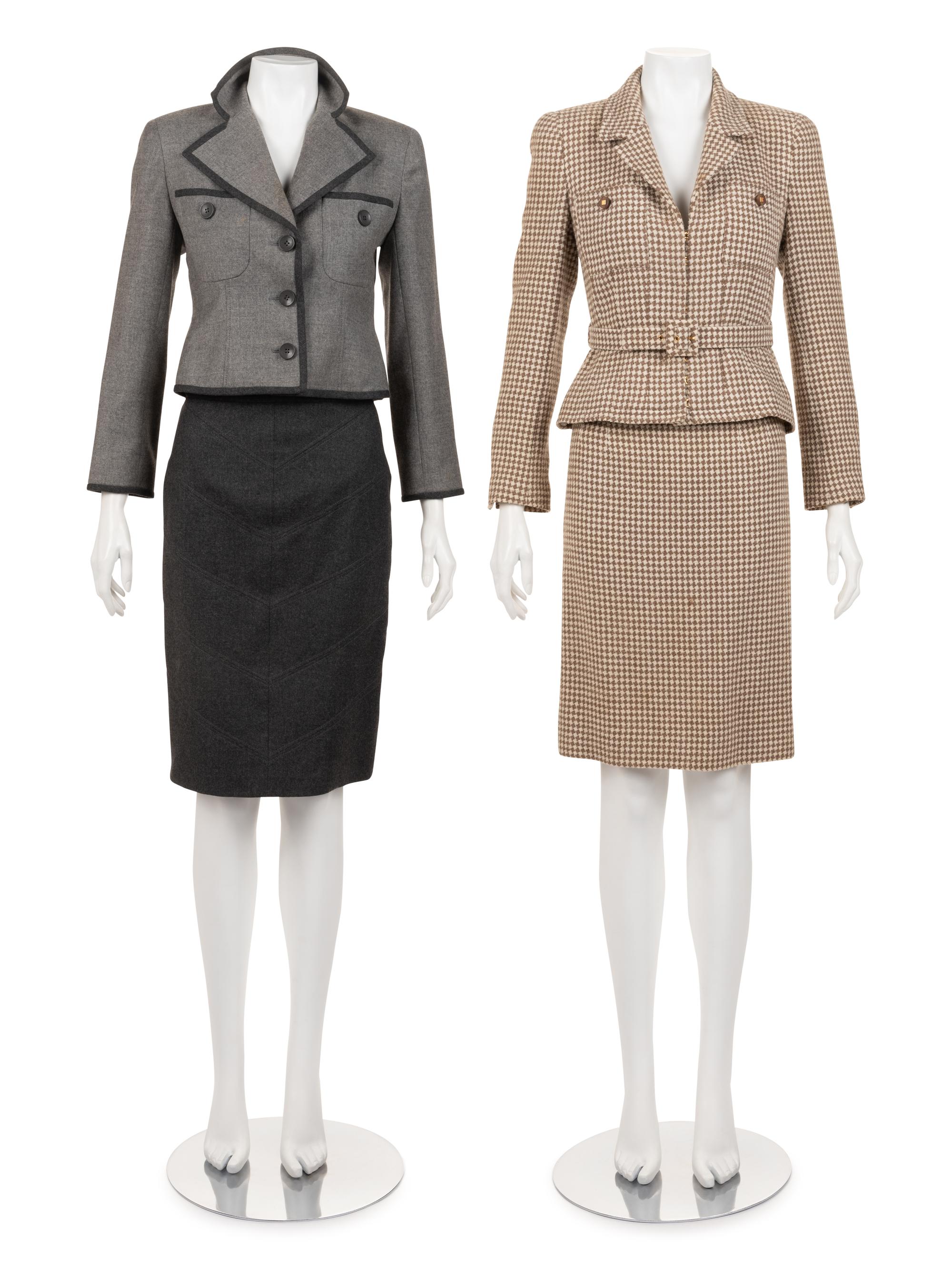 Two Designer Two-Piece Skirt Suits: One Chanel, One Valentino, 1990s