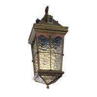 A Bronze and Glass Pendant Light Fixture 11" W x 11" D x 28" H — Argentina, early 20th Century