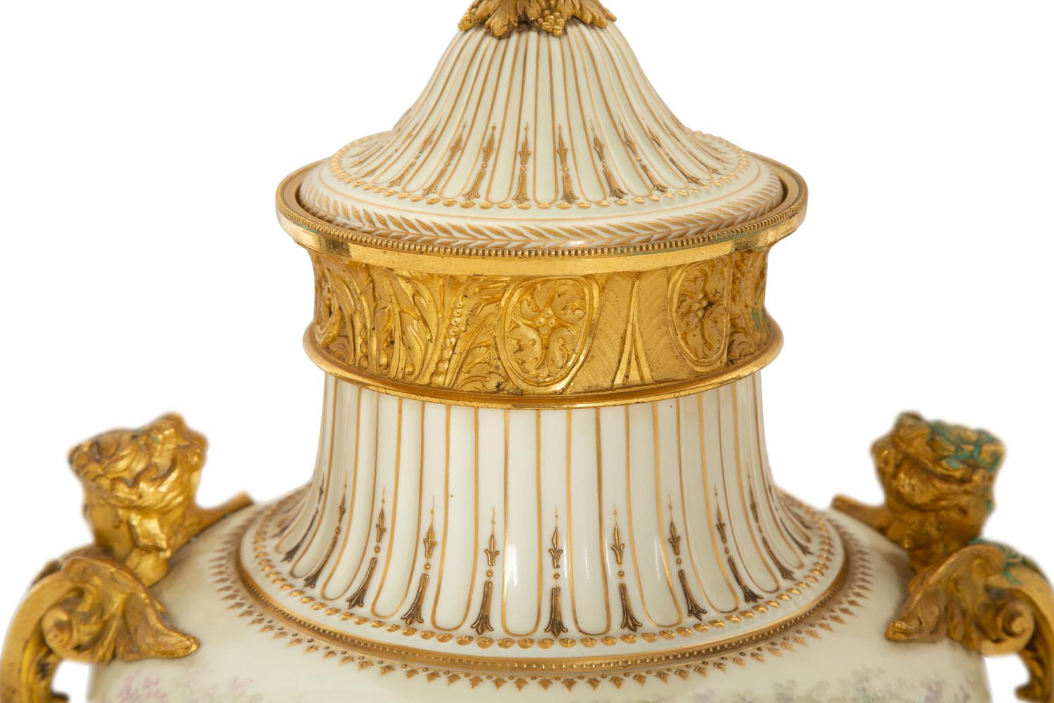 A Gilt Bronze Mounted Sèvres Porcelain Urn