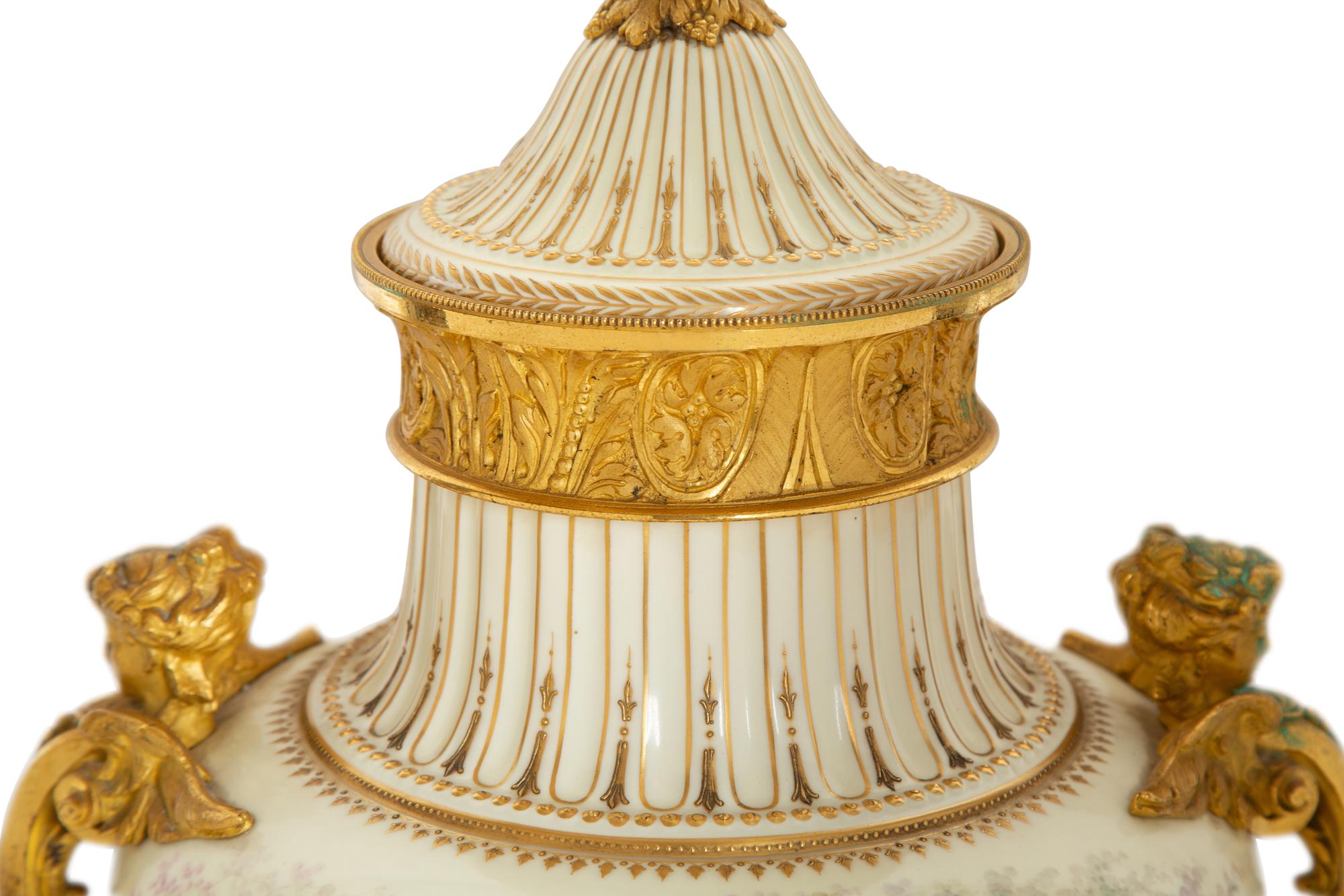 A Gilt Bronze Mounted Sèvres Porcelain Urn