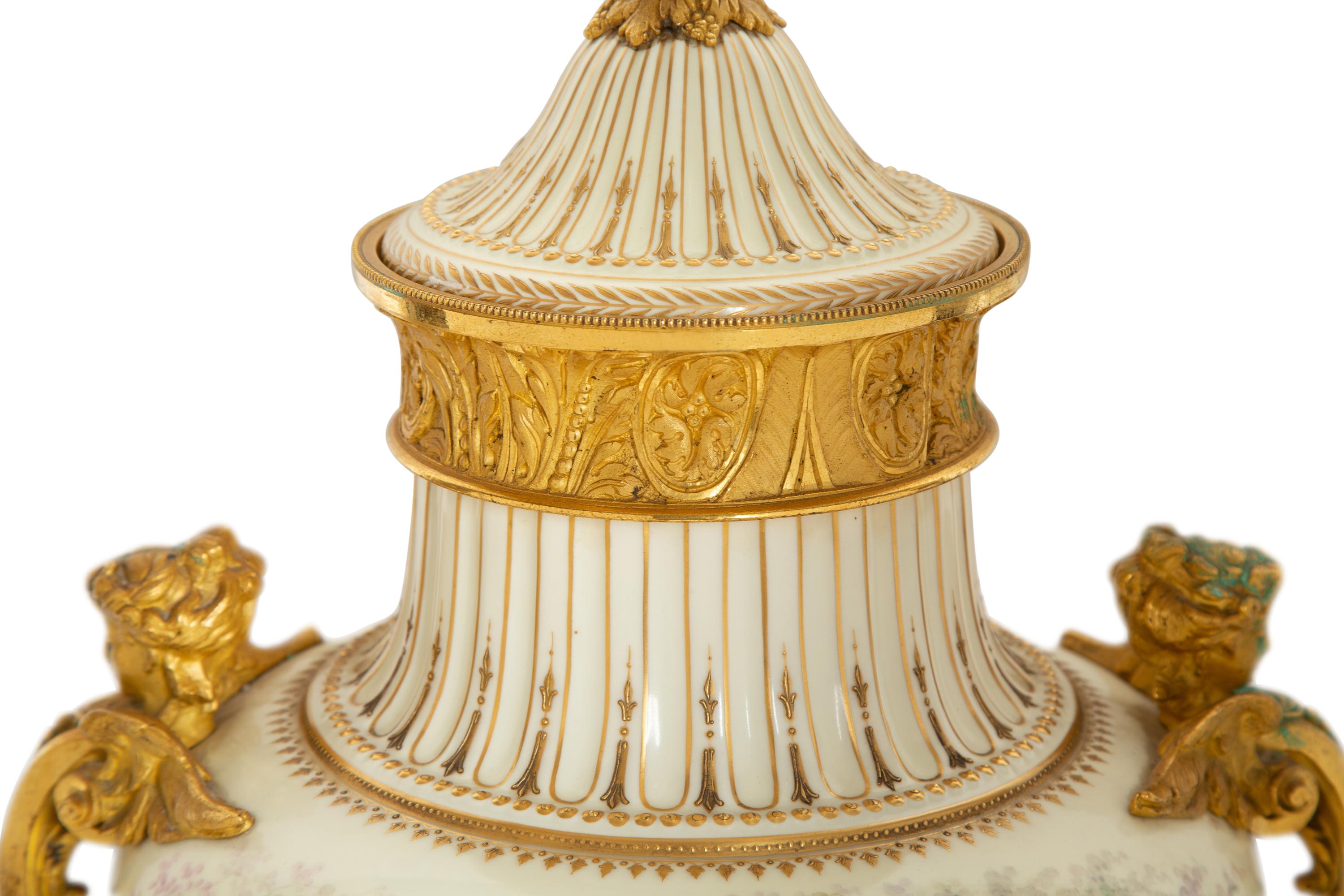 A Gilt Bronze Mounted Sèvres Porcelain Urn