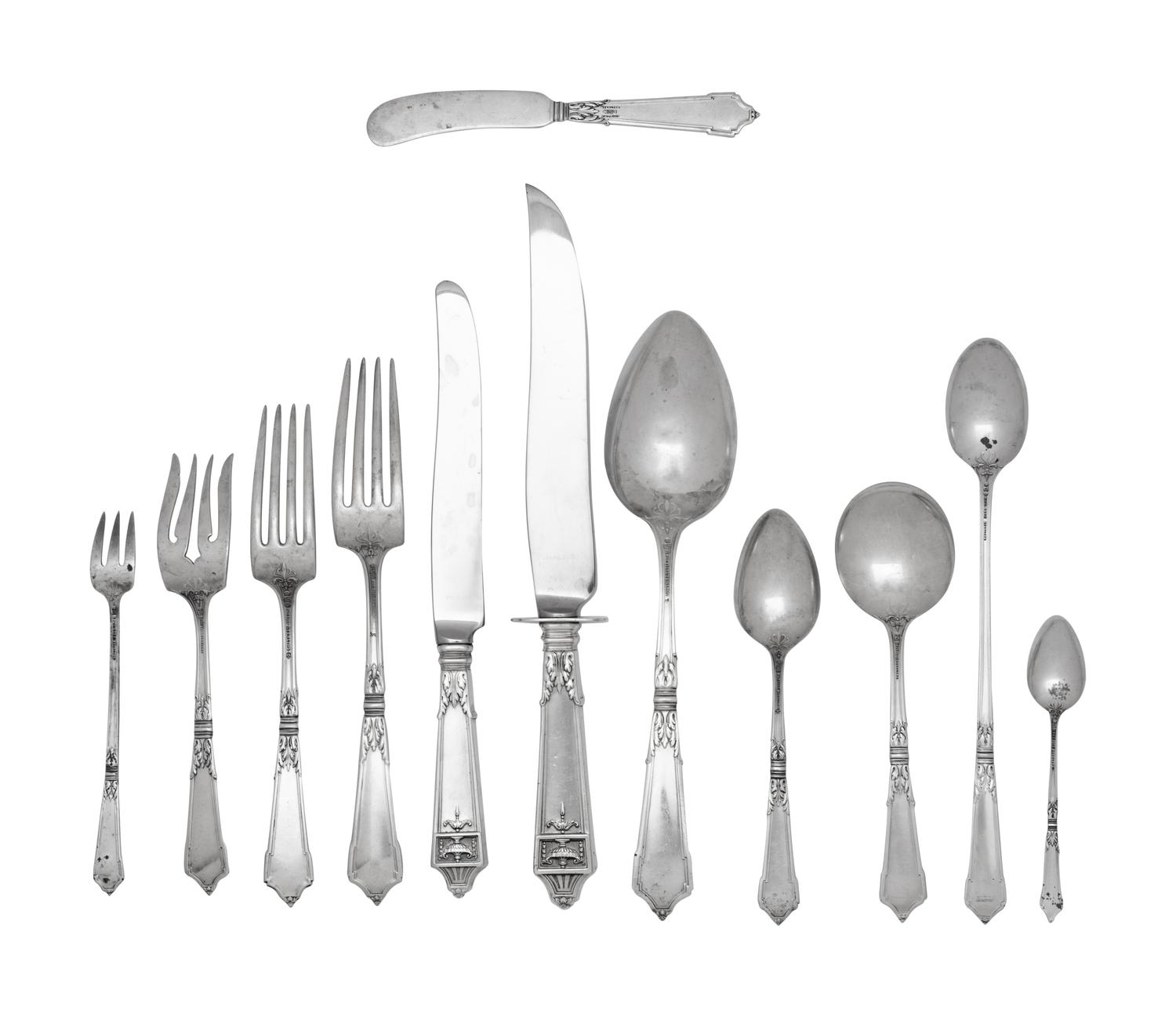 An American Cased Silver Flatware Service