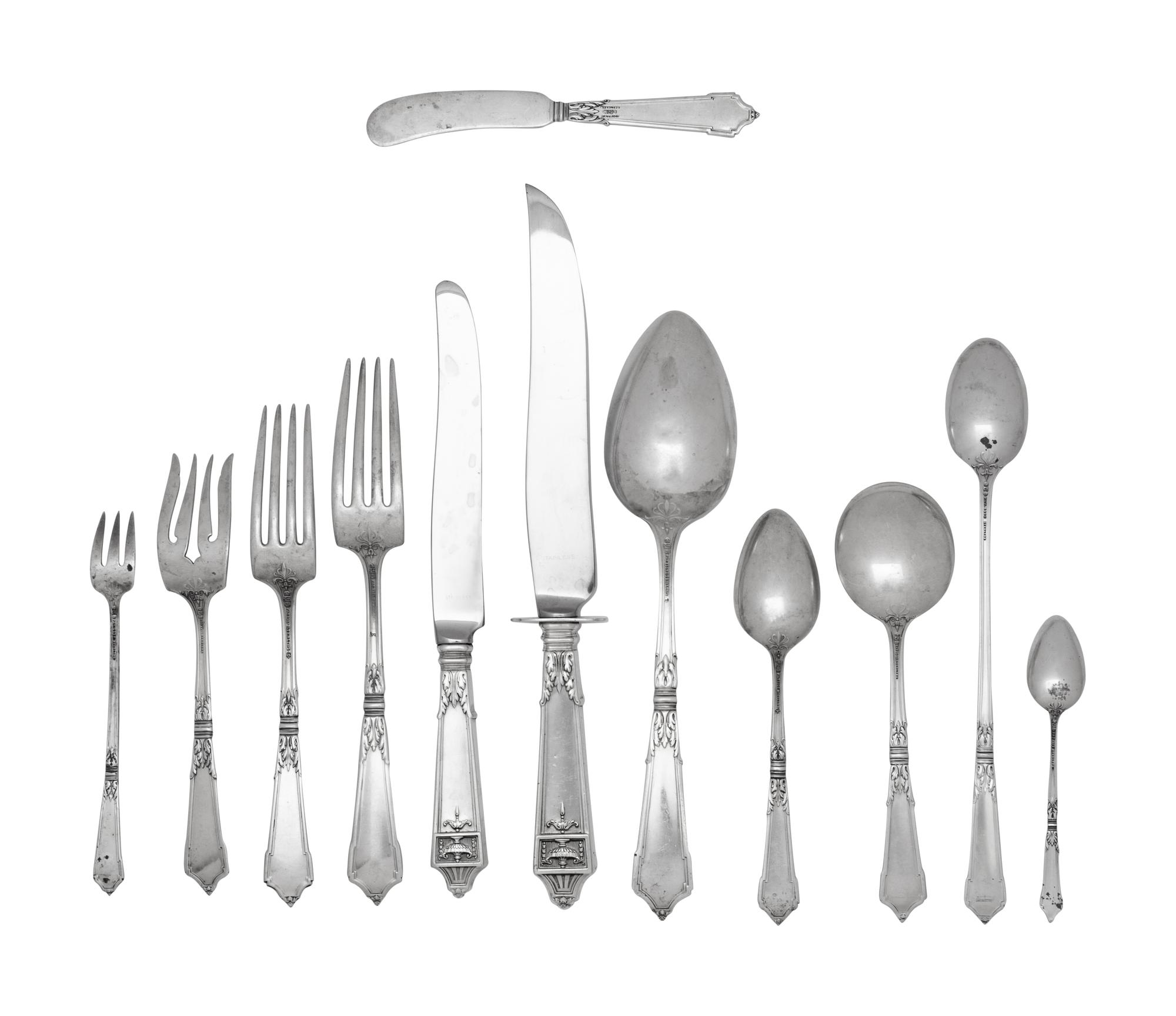 An American Cased Silver Flatware Service