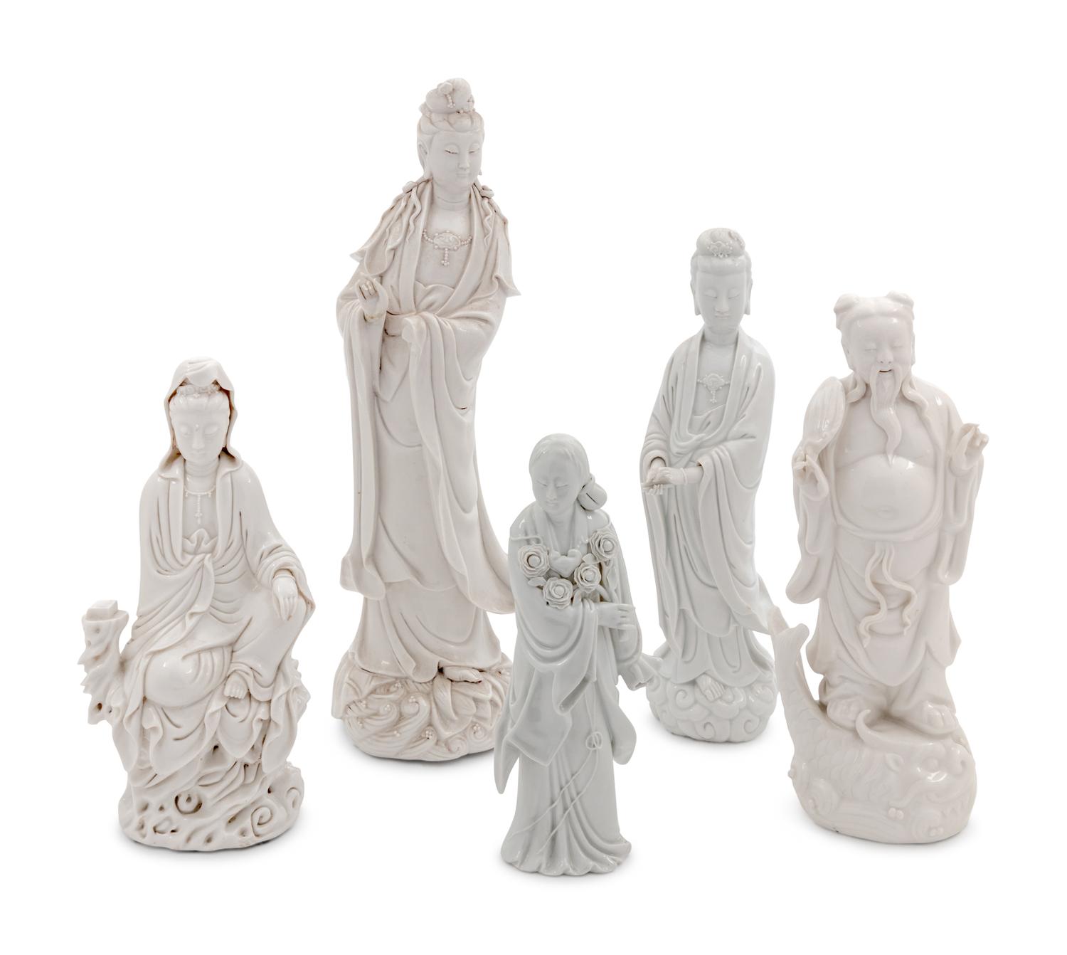 Five Chinese Blanc-de-Chine Figures
