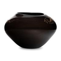 Black and Tan Sgraffito Pottery Jar, Stylized Avanyu