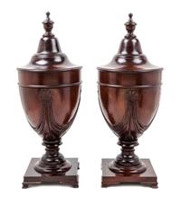 A Pair of George III Style Mahogany Knife Boxes Height 25 inches. — 19TH CENTURY WITH LATER ALTERATIONS