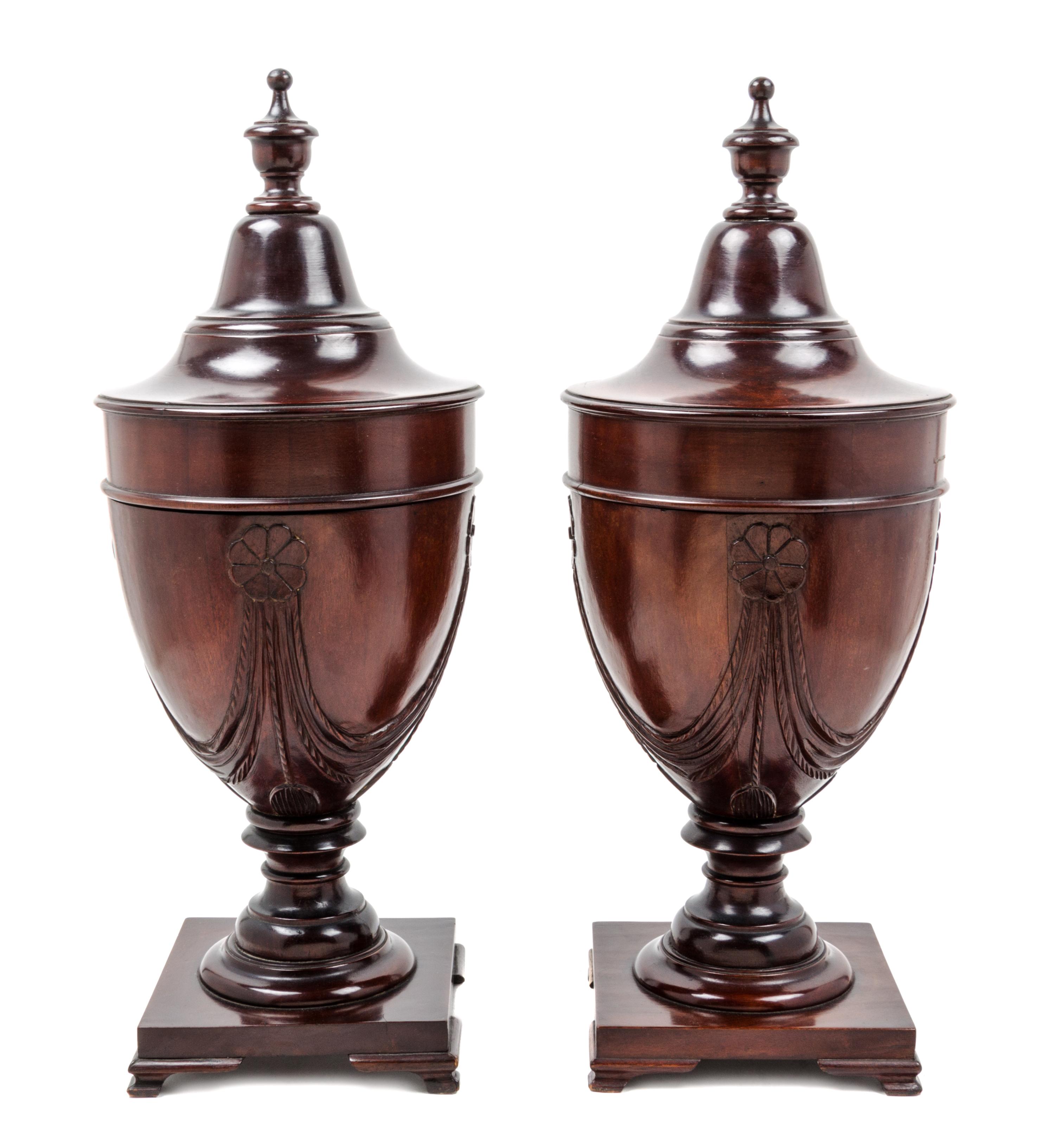 A Pair of George III Style Mahogany Knife Boxes Height 25 inches. — 19TH CENTURY WITH LATER ALTERATIONS