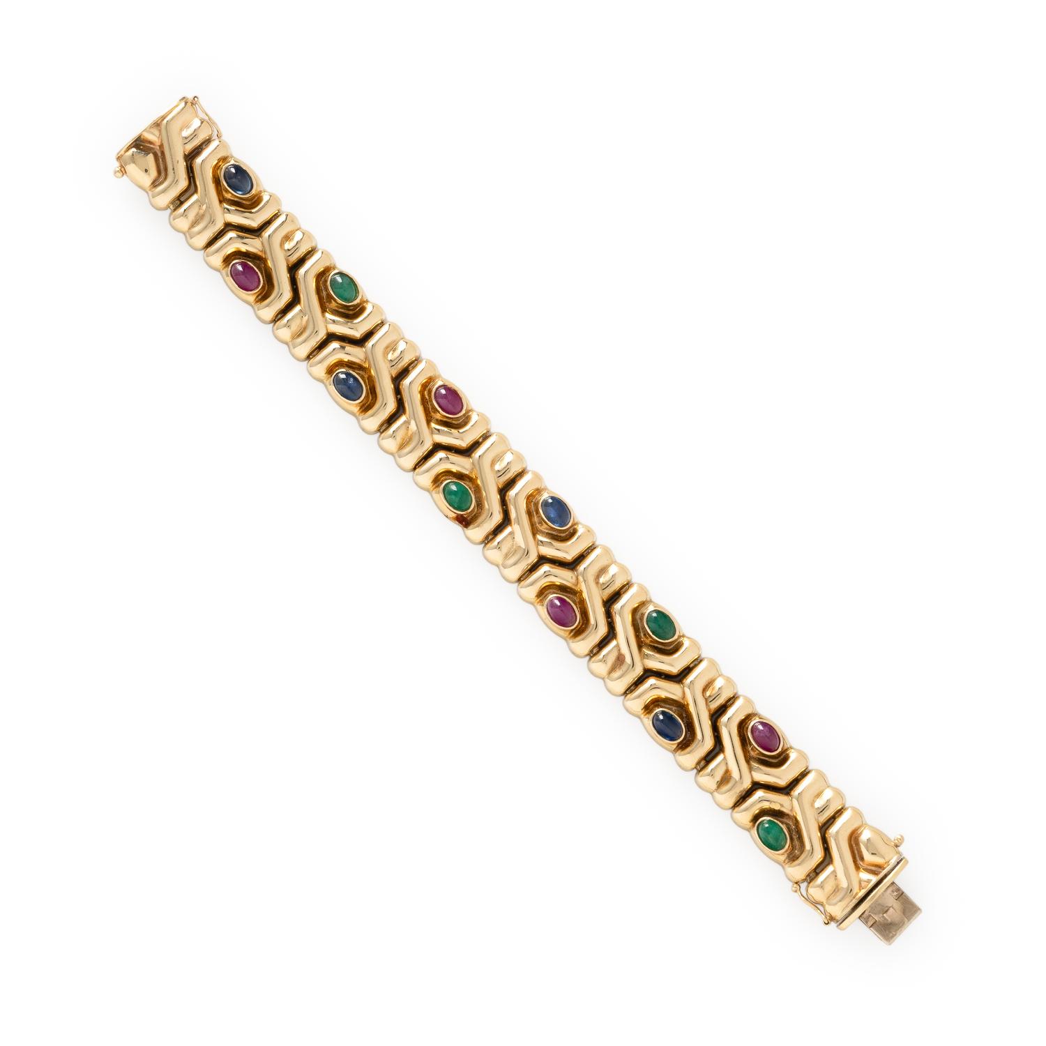 Multigem and Yellow Gold Bracelet