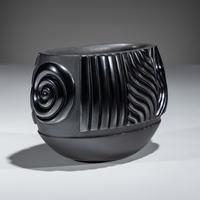 Carved Blackware Jar, with Micaceous Interior