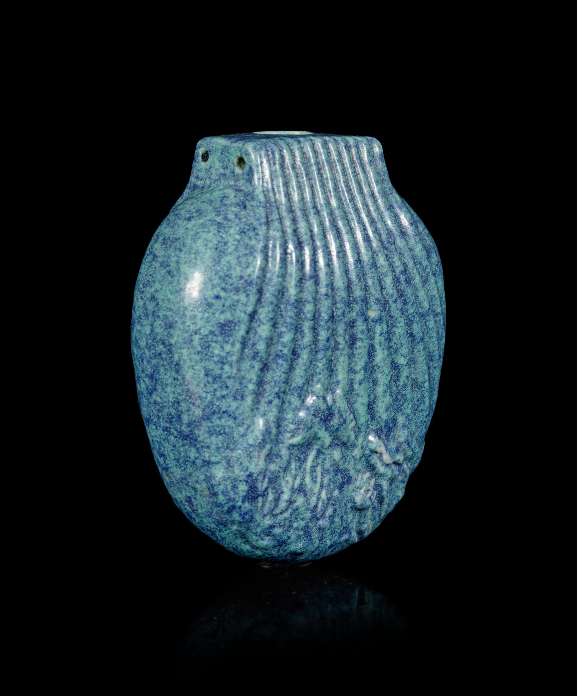 A Robin's Egg Porcelain Purse-Form Snuff Bottle