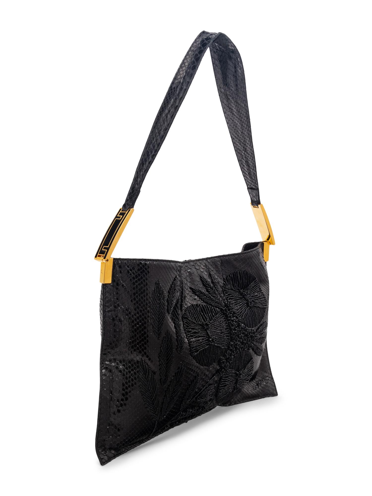 Fendi Black Snakeskin Beaded Bag