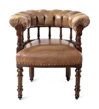 An American Leather Upholstered Barrel Back Chair