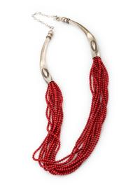 Sterling Silver and Coral Multi-strand Necklace