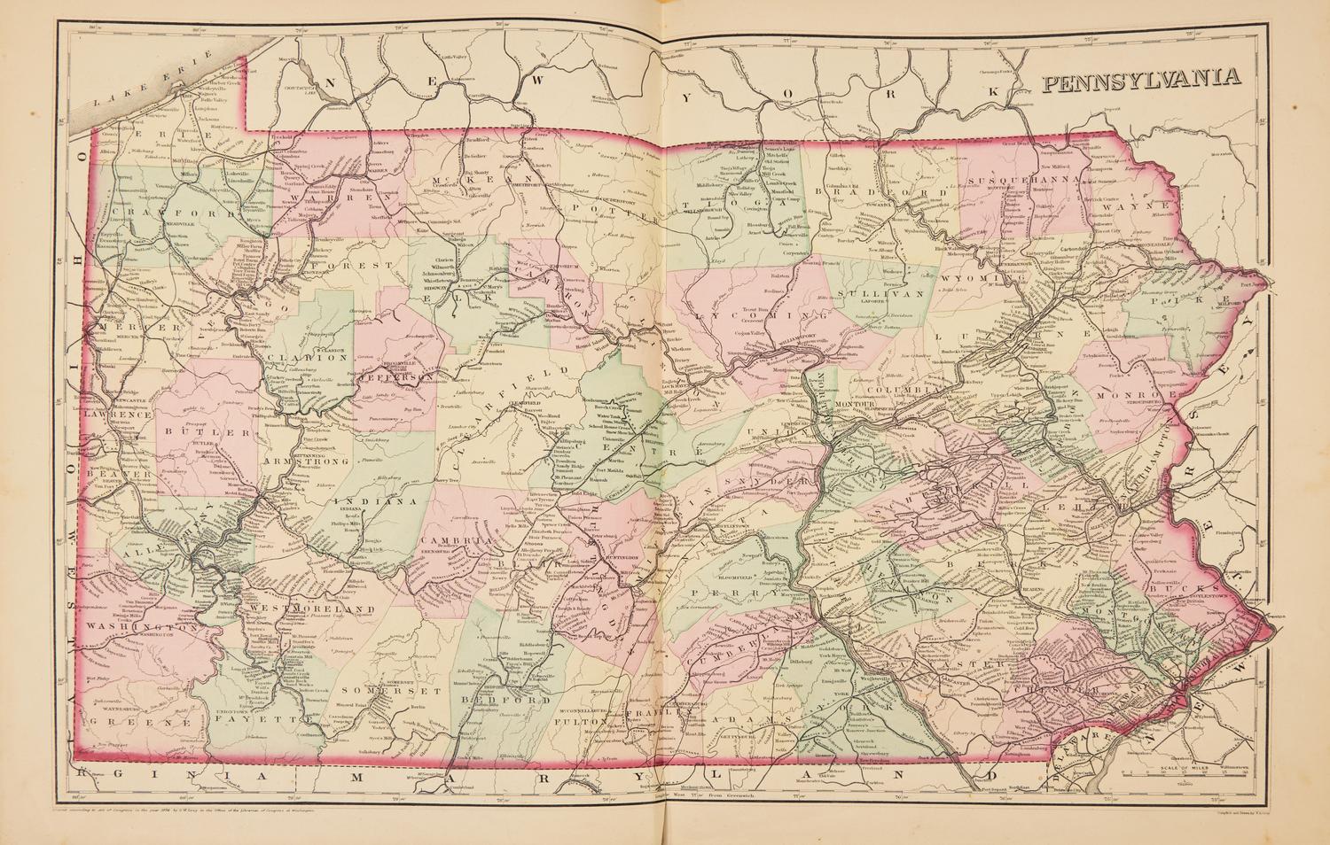 [Americana] Combination Atlas Map of Lancaster County Pennsylvania