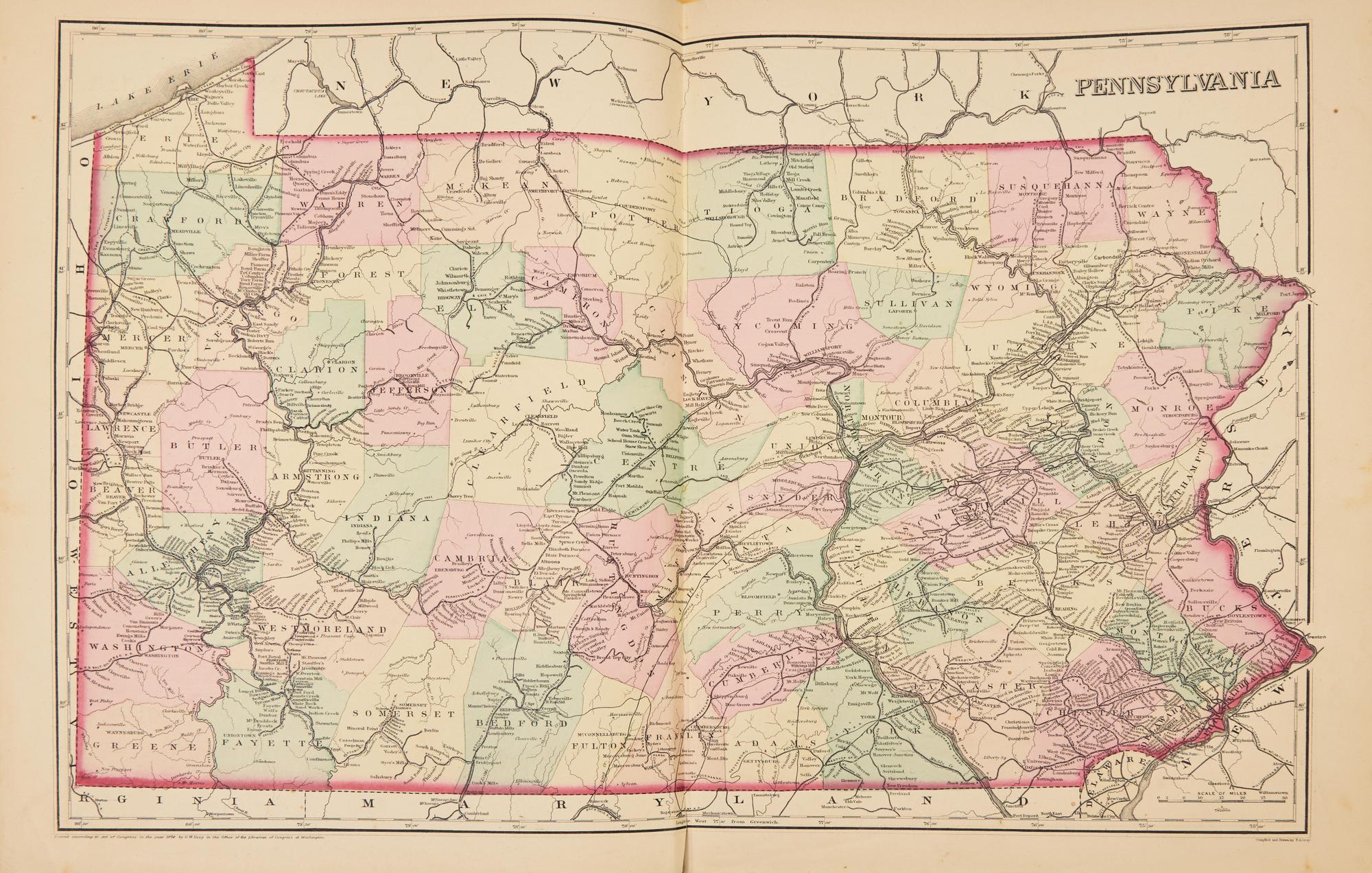 [Americana] Combination Atlas Map of Lancaster County Pennsylvania