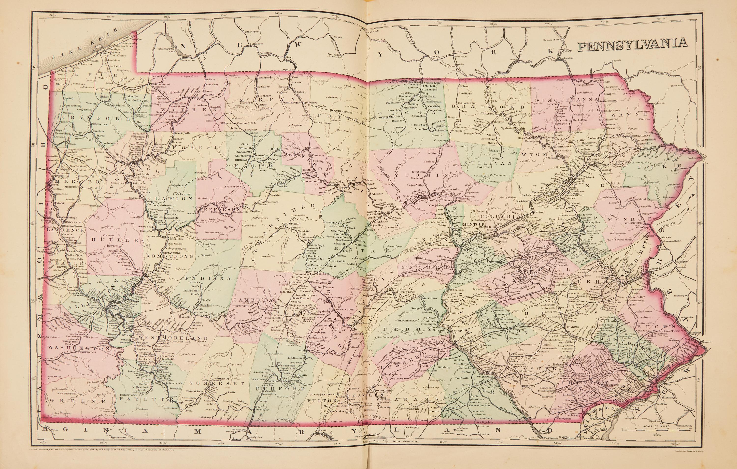 [Americana] Combination Atlas Map of Lancaster County Pennsylvania