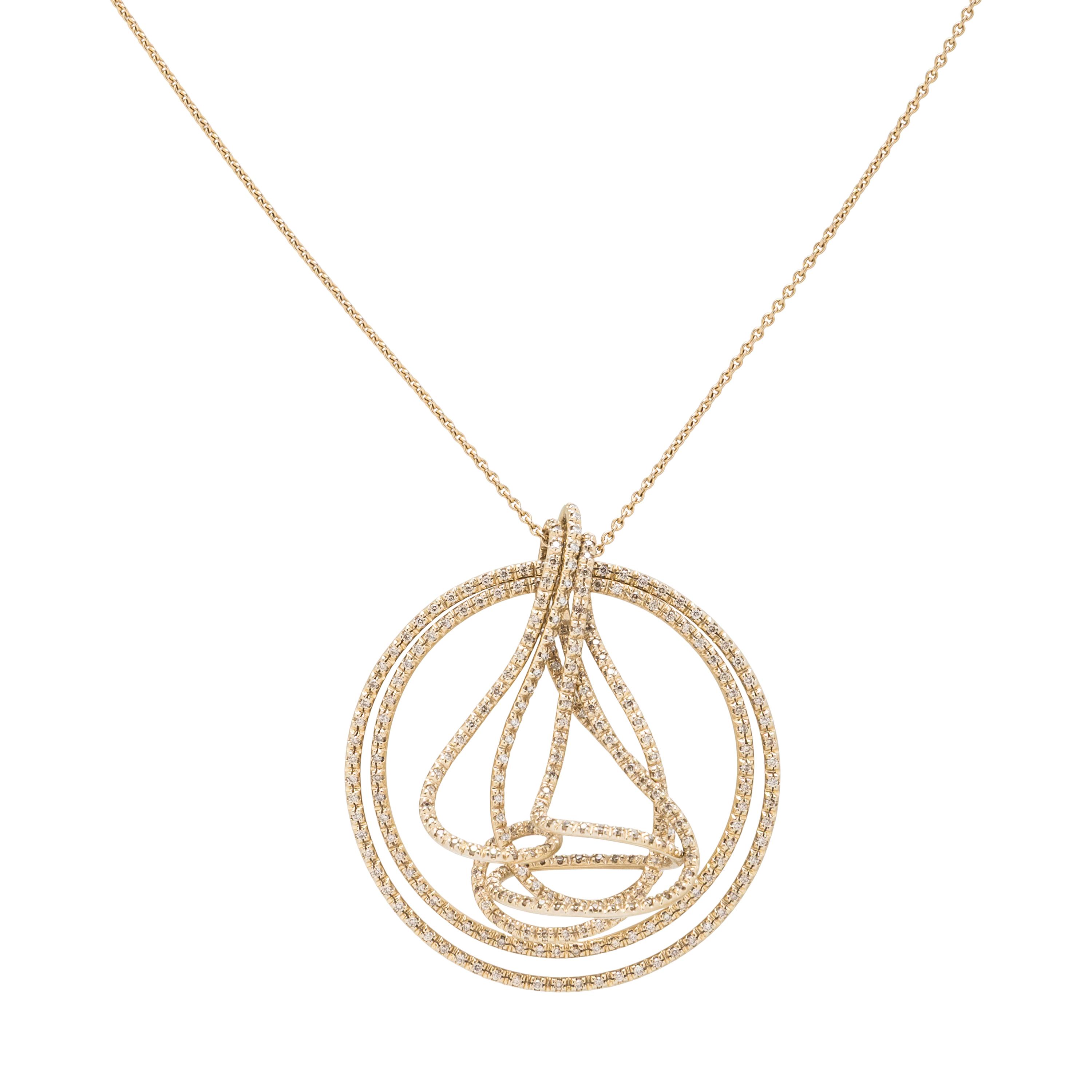 YELLOW GOLD AND DIAMOND SCULPTURAL PENDANT NECKLACE
