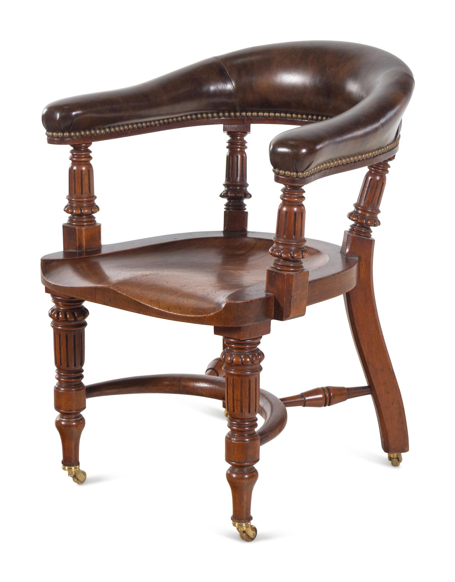 A William IV Style Leather Upholstered Desk Chair