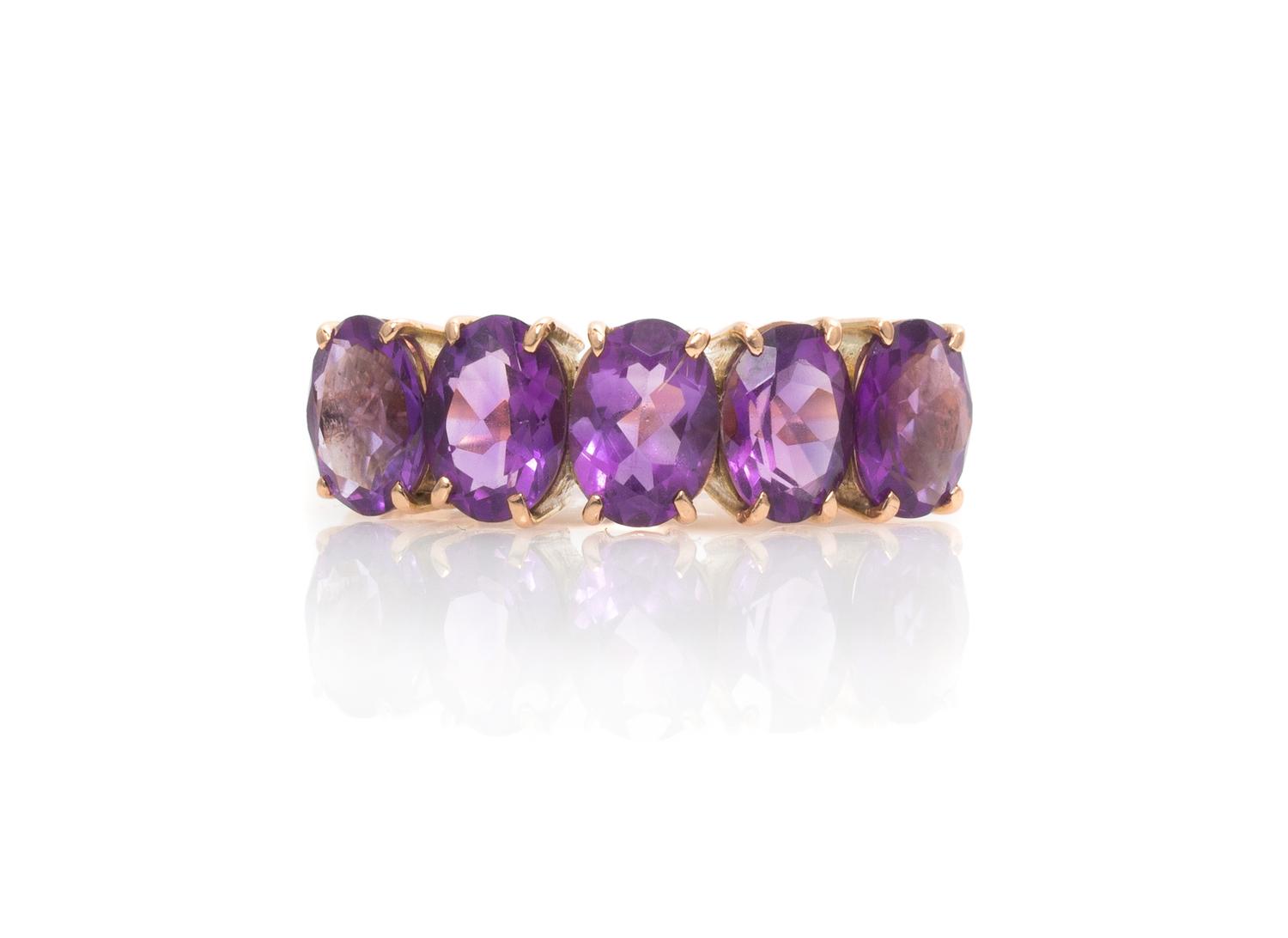 A 14 Karat Rose Gold and Amethyst Ring, 2.90 dwts.