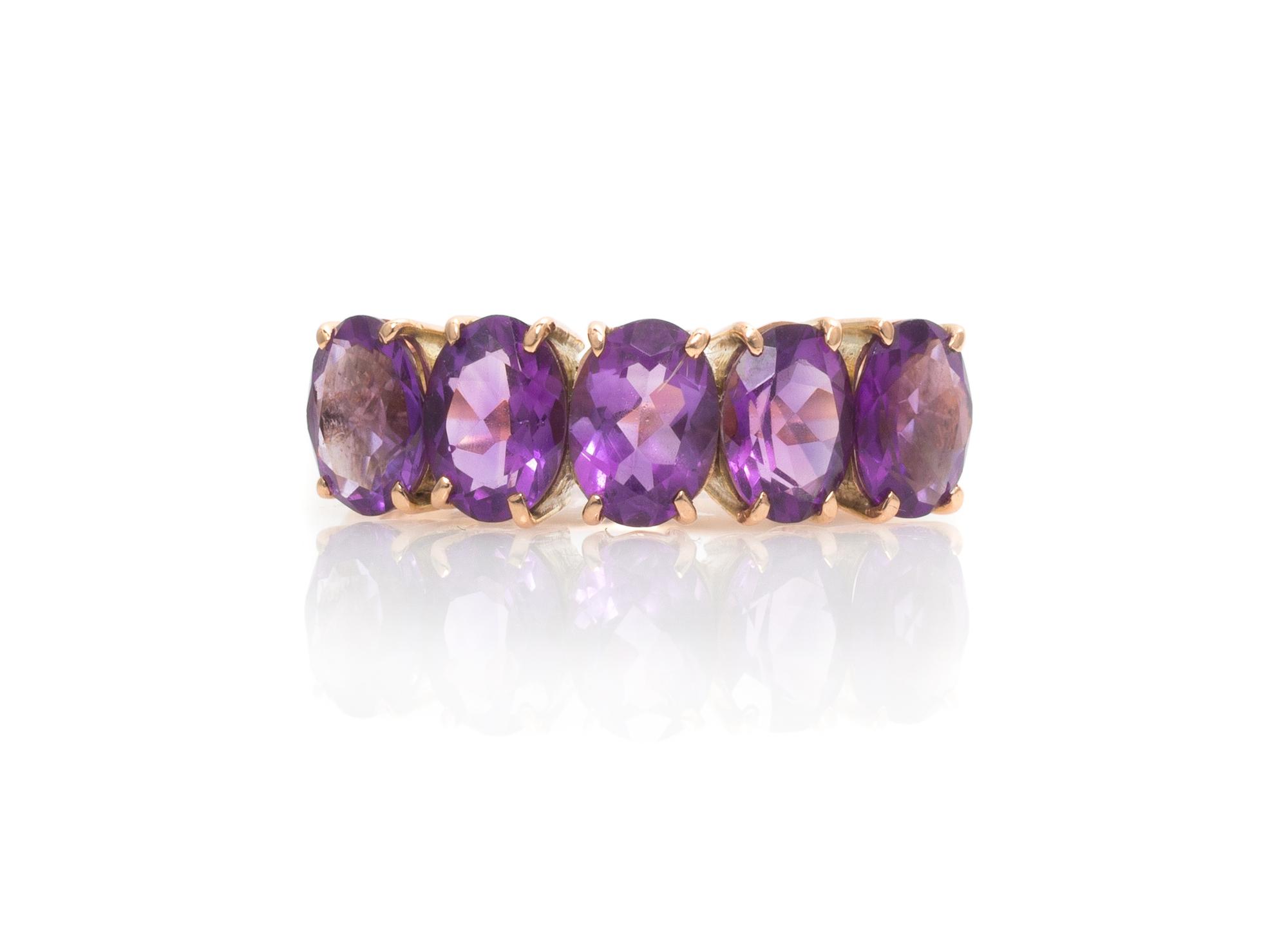 A 14 Karat Rose Gold and Amethyst Ring, 2.90 dwts.