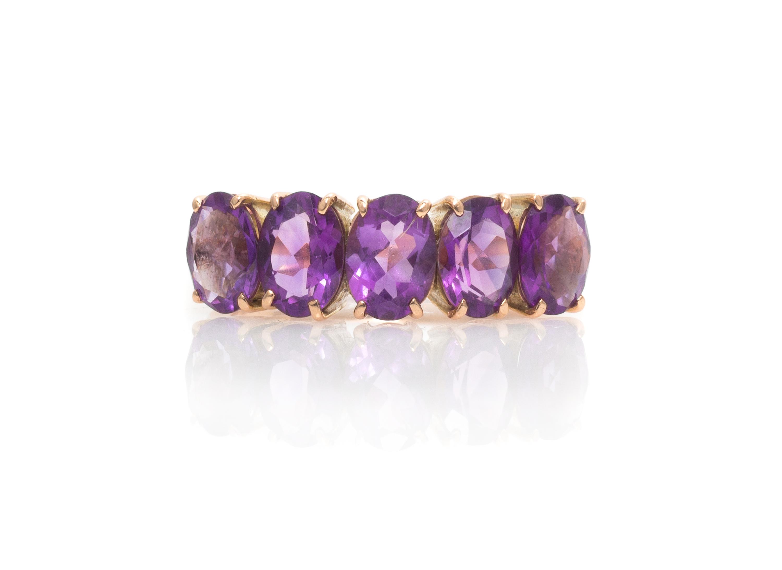 A 14 Karat Rose Gold and Amethyst Ring, 2.90 dwts.