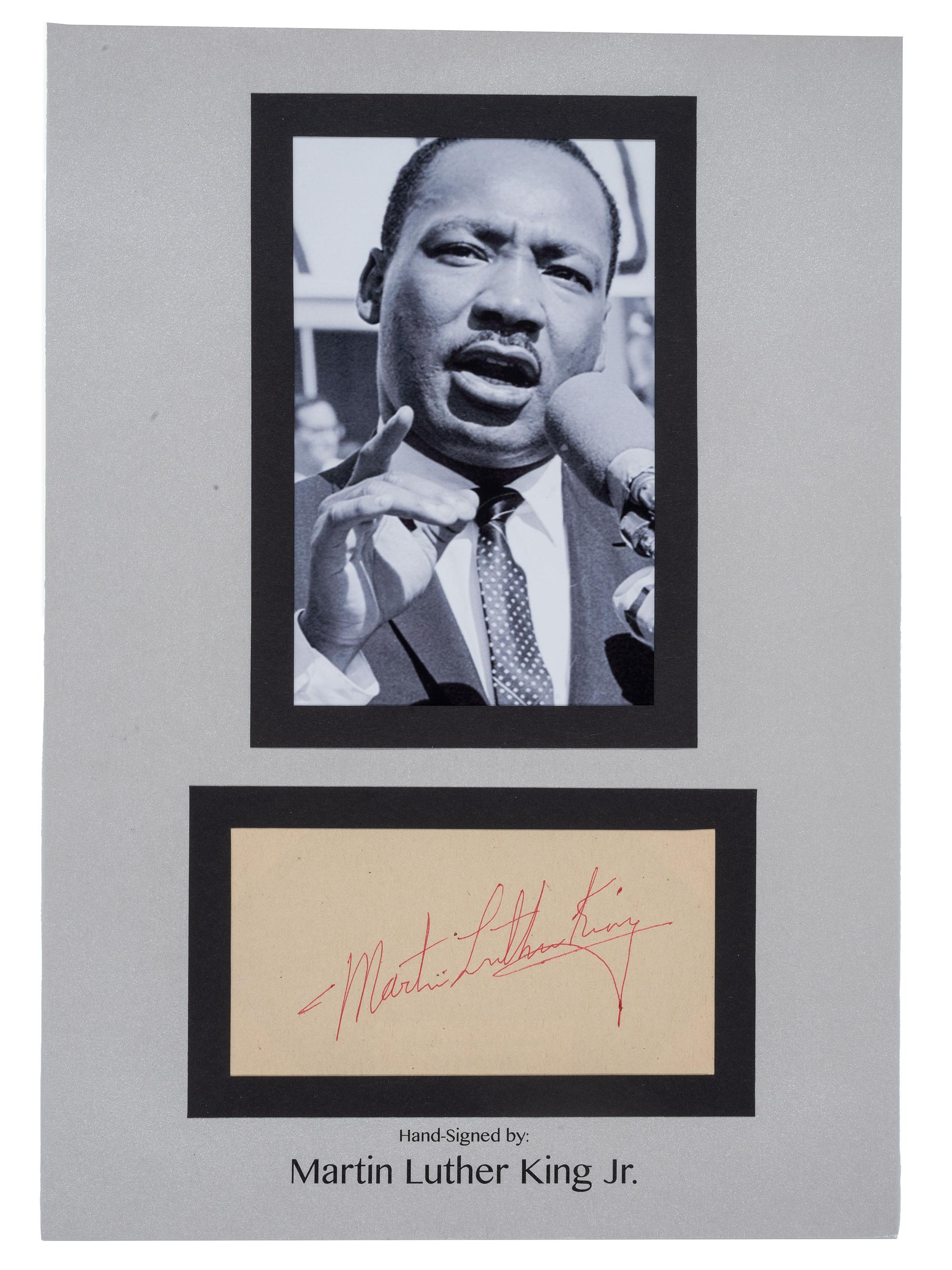 KING, Martin Luther, Jr. (1929-1968), and KING, Coretta Scott (1927-2006). A group of 2 clipped signatures.