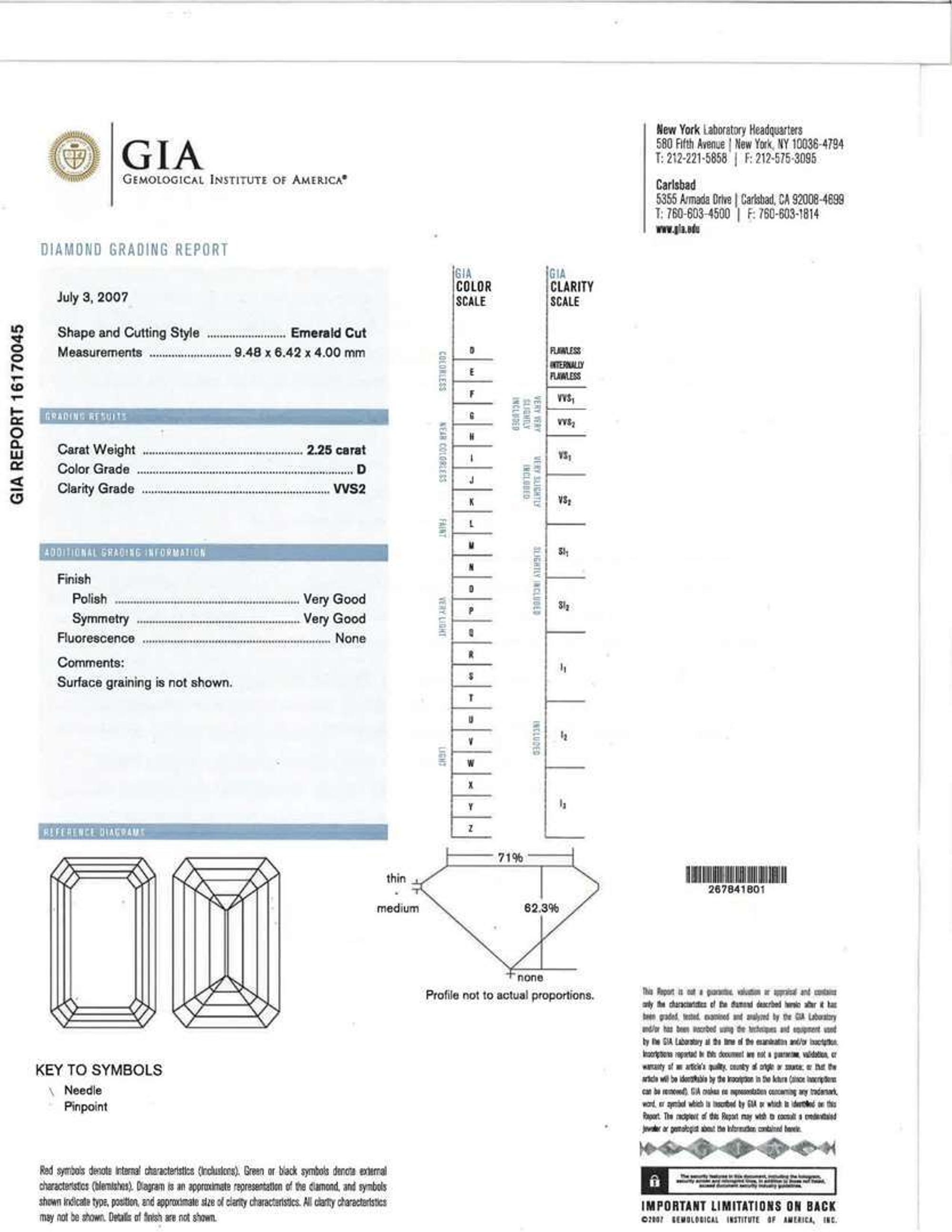 An Emerald-Cut Diamond and Platinum Ring and Band 2.25 Carat Emerald-Cut Diamond, GIA Certified
