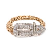BICOLOR GOLD AND DIAMOND BELT MOTIF BRACELET