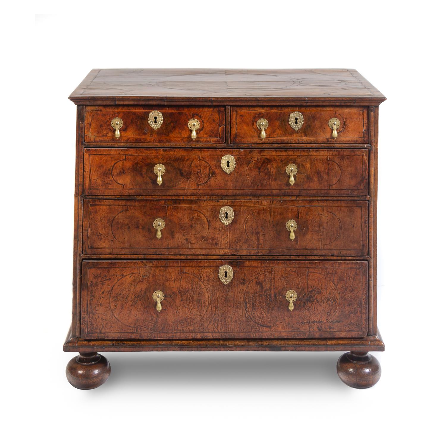 A William and Mary Burl Walnut Chest of Drawers