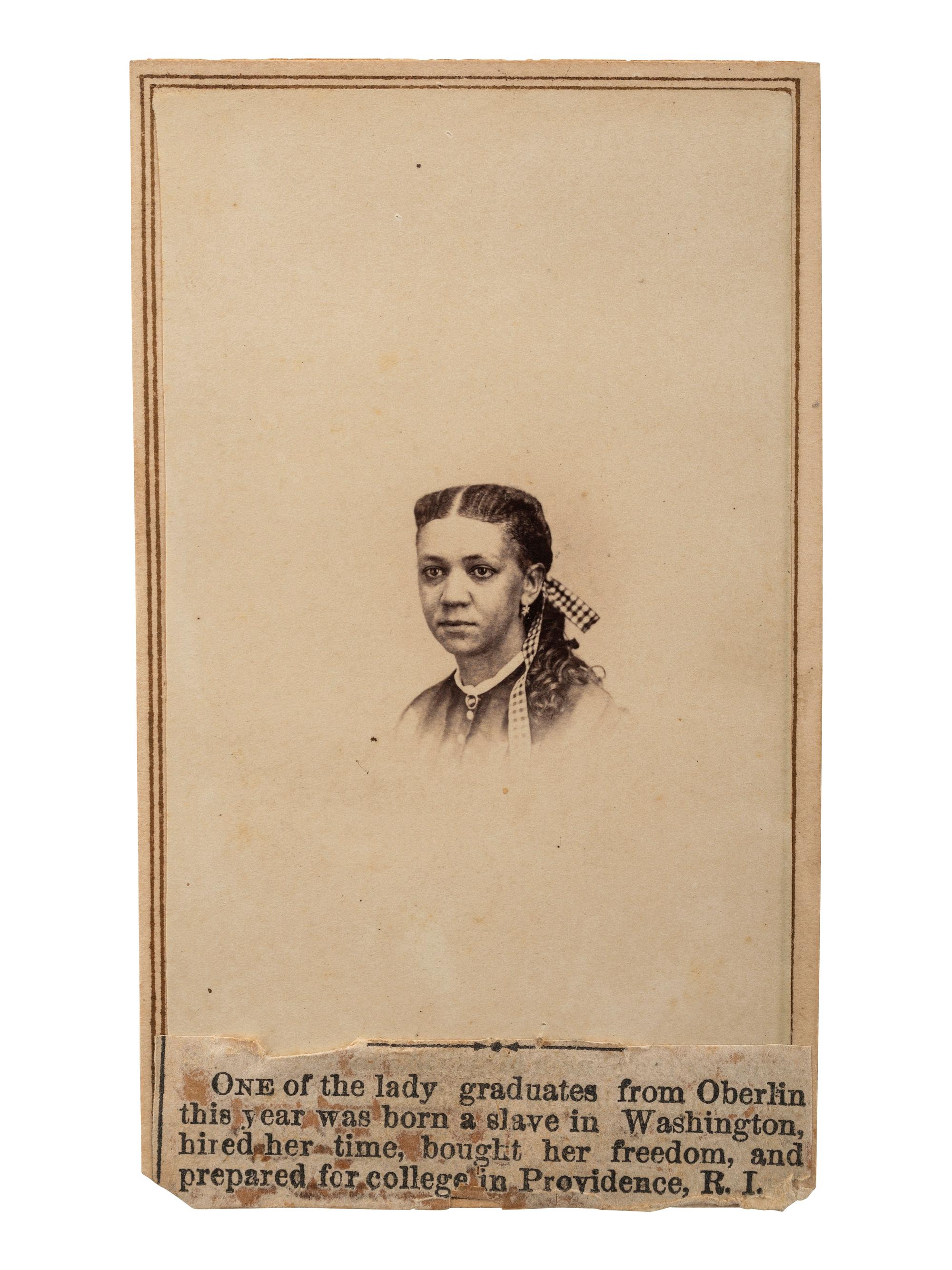 [EDUCATION]. CDV of Fanny Jackson Coppin (1837-1913) following graduation from Oberlin College, Ohio.