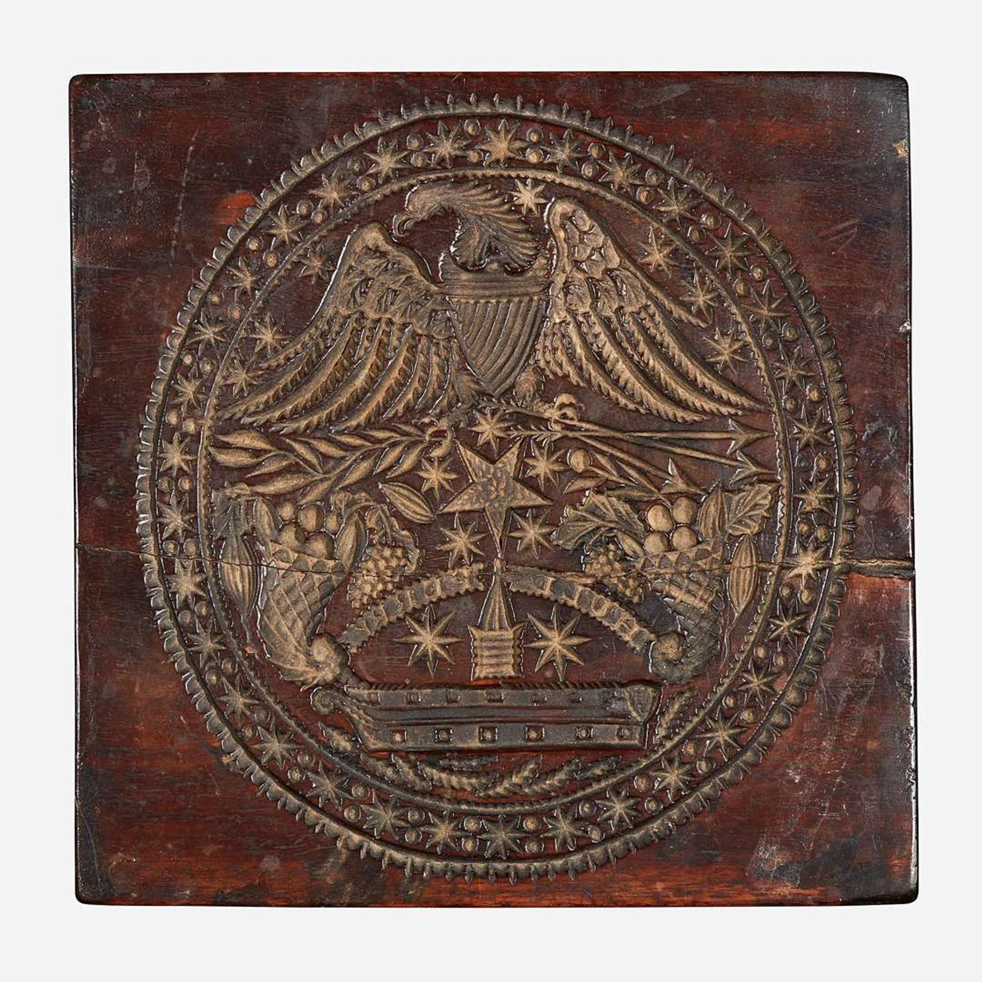 A War of 1812 era carved walnut cake mold circa 1818