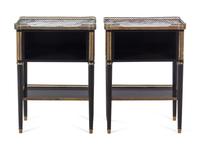 A Pair of Russian Empire Style Gilt Bronze Mounted Marble-Top Side Tables