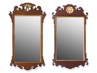 Two Similar Chippendale Parcel-Gilt and Mahogany Looking Glasses