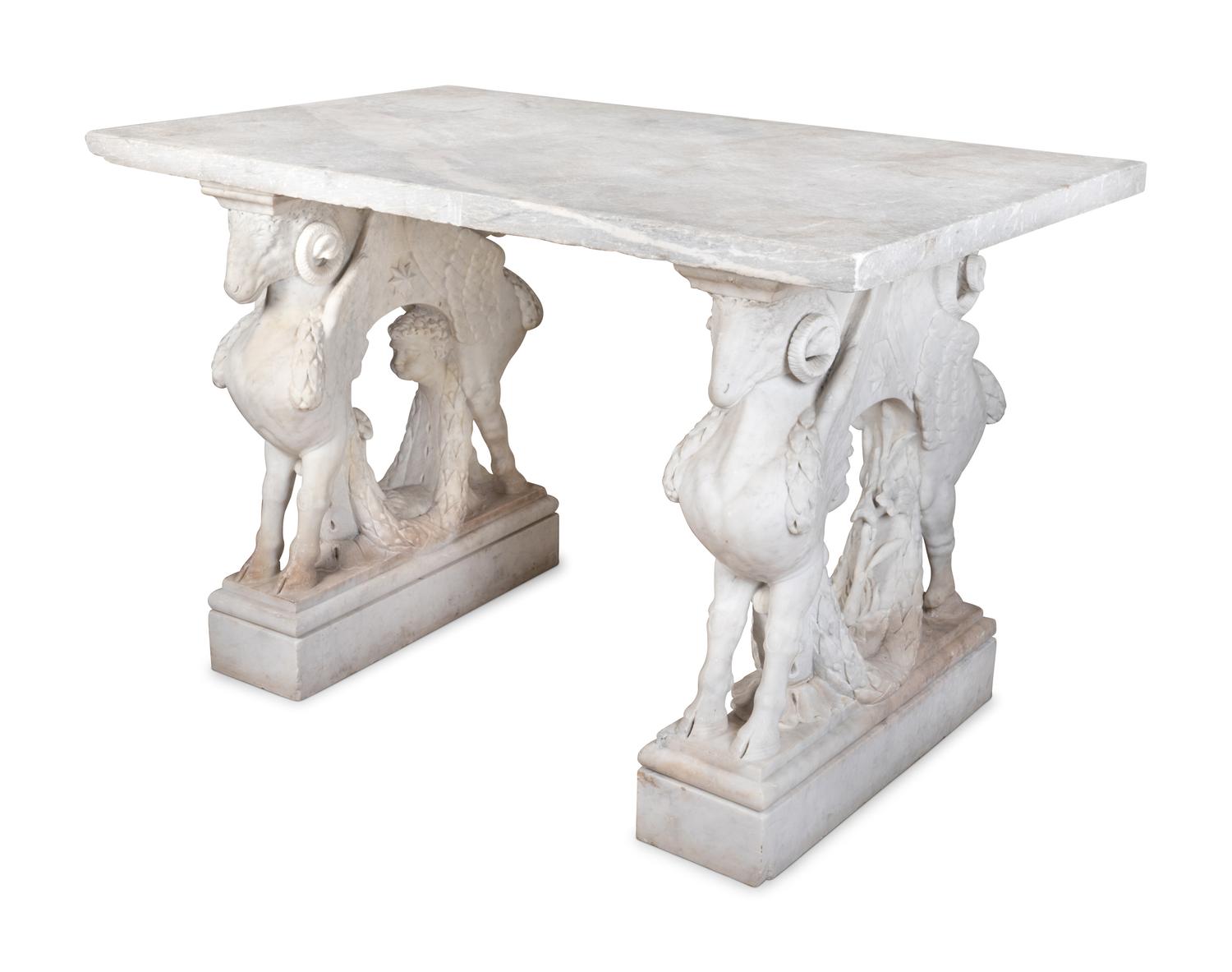 An Italian Carved Marble Table — IN THE MANNER OF FRANCESCO ANTONIO FRANZONI, 18TH/19TH CENTURY