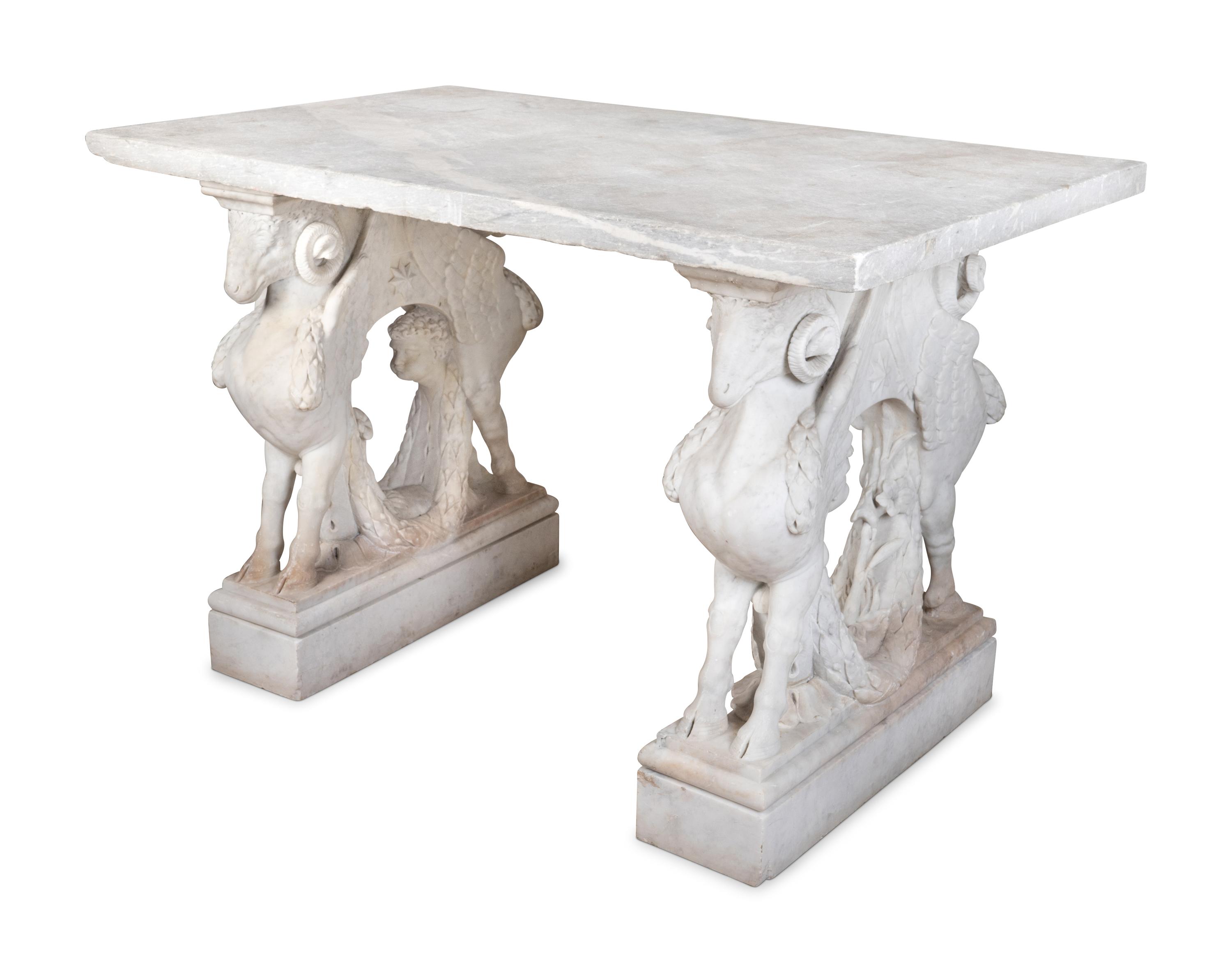 An Italian Carved Marble Table — IN THE MANNER OF FRANCESCO ANTONIO FRANZONI, 18TH/19TH CENTURY