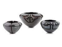 Deeply Carved Blackware Jars