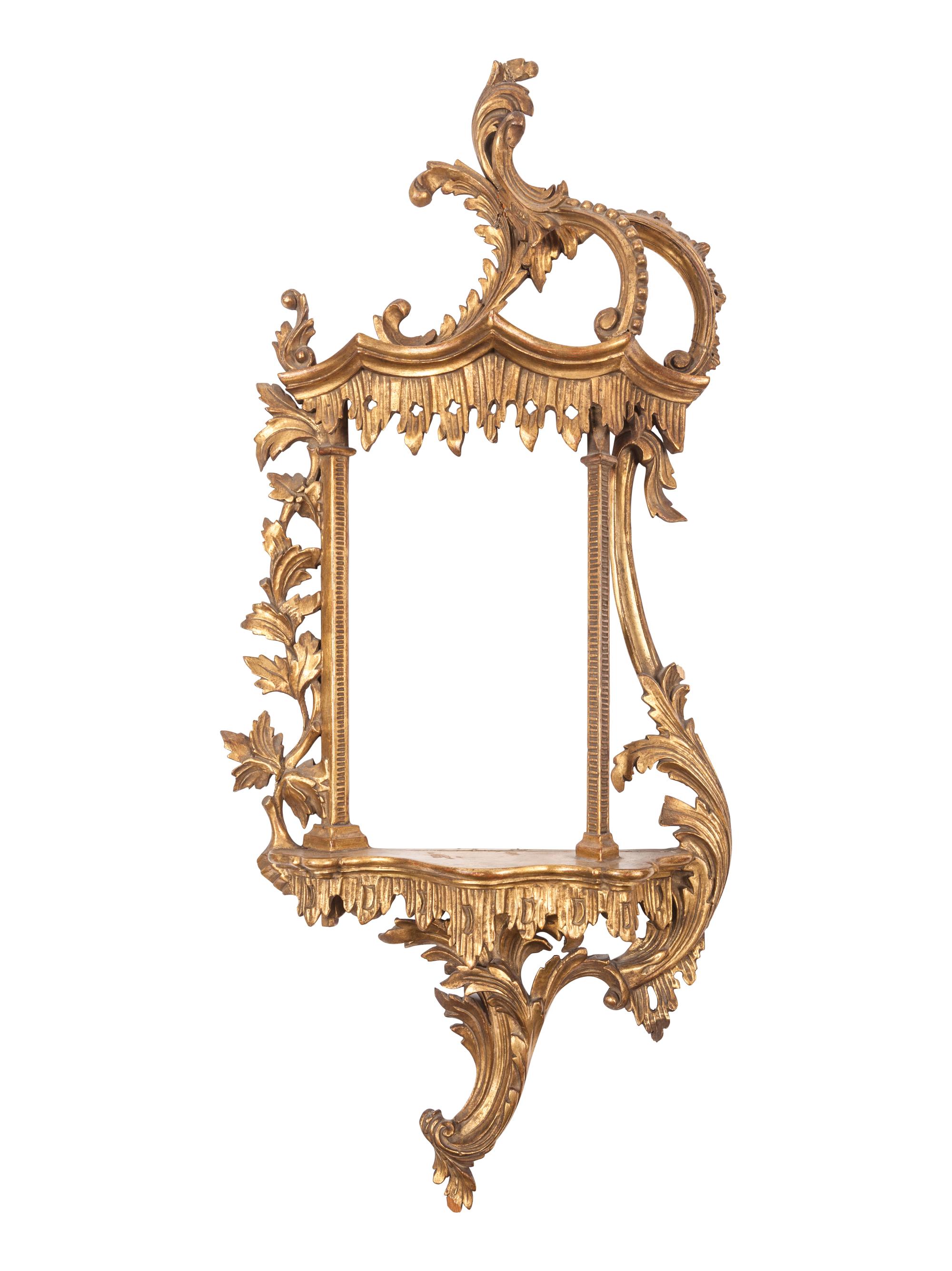 A Pair of Chinese Chippendale Style Giltwood Wall Brackets