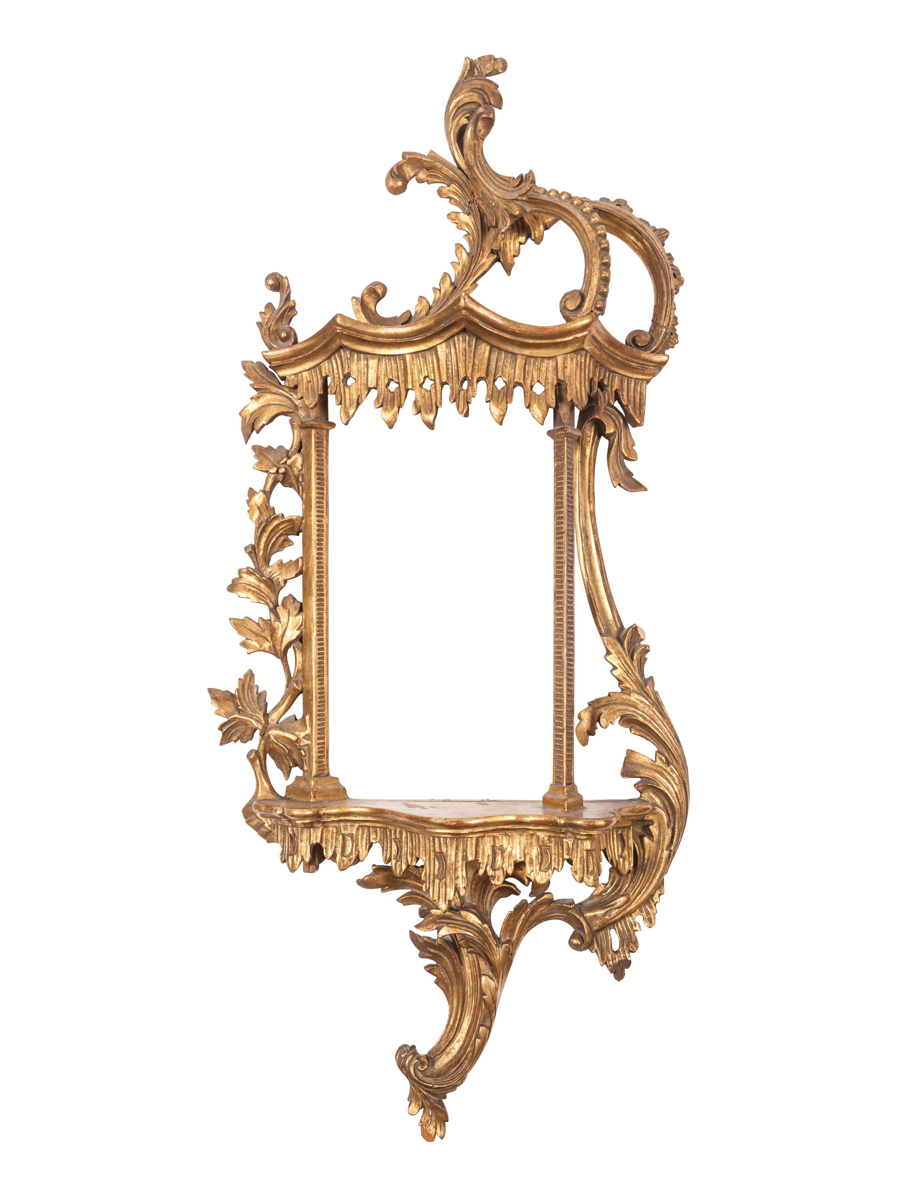 A Pair of Chinese Chippendale Style Giltwood Wall Brackets