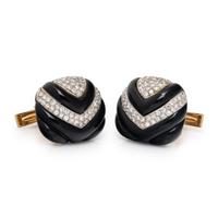 Onyx, Diamond, and Yellow Gold Cufflinks