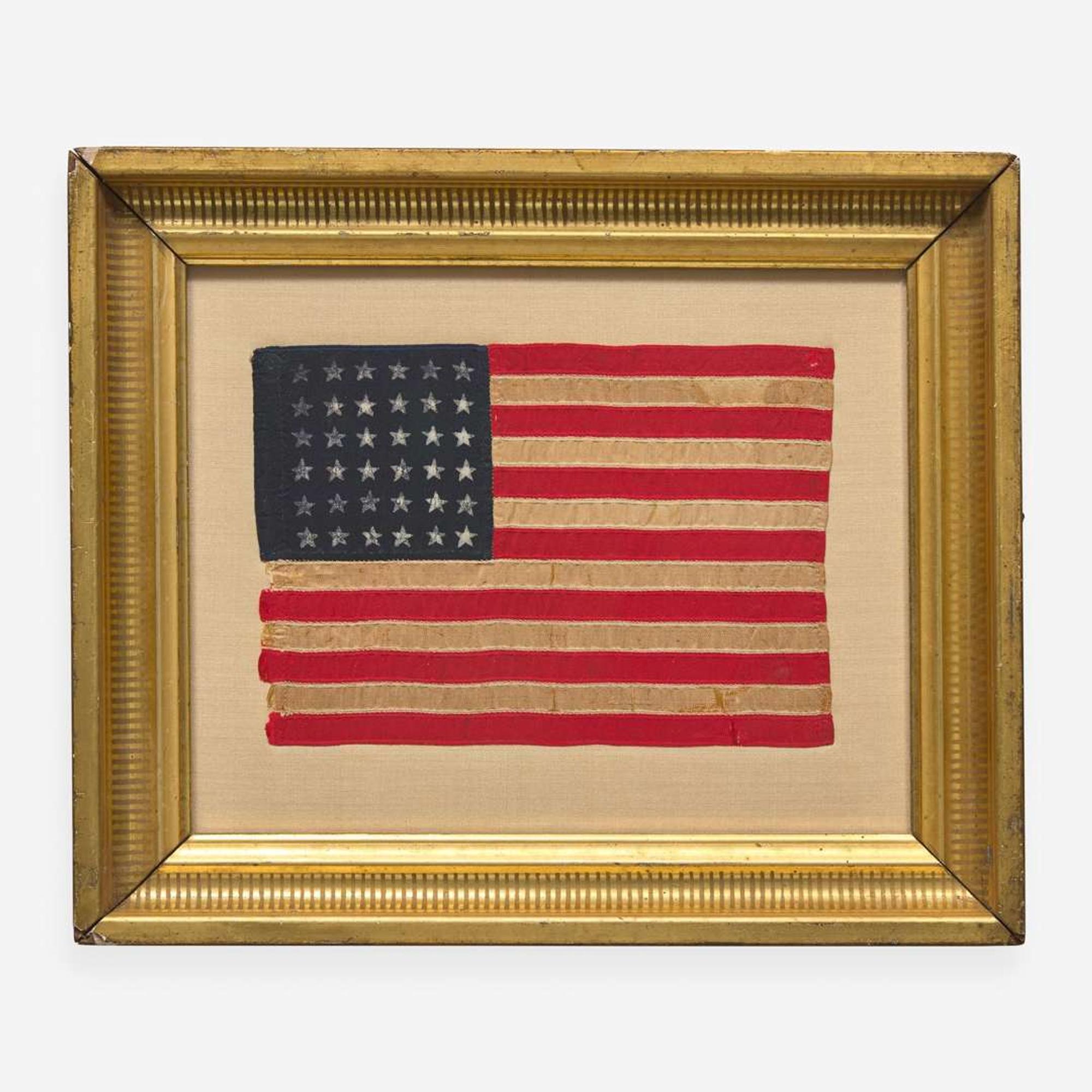 A 36-Star American Ribbon Parade Flag commemorating Nevada statehood 1865-1867